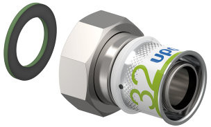 Uponor S-Press Plus schroef koppeling - Wartel - binnendraad x pers - 1-1/4" x 32mm - messing - Kiwa