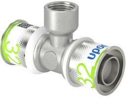 Uponor S-Press Plus schroef Raccord en T 90° - pers x filetage femelle x pers - 32mm x 1/2" x 32mm - laiton - Kiwa