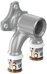 Uponor S-Press Plus U-muurplaat - pers x binnendraad x pers - 20mm x 1/2" x 20mm - Smart Aqua - messing - Kiwa