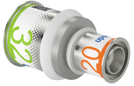 Uponor S-Press Plus verloop koppeling - pers x pers - 32mm x 20mm - messing - Kiwa