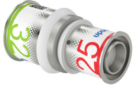 Uponor S-Press Plus verloop koppeling - pers x pers - 32mm x 25mm - messing - Kiwa