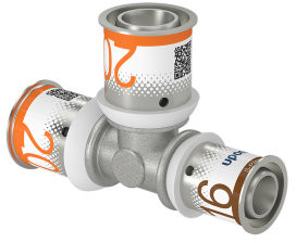 Uponor S-Press Plus réduction Raccord en T 90° - pers x pers x pers - 20mm x 20mm x 16mm - laiton - Kiwa