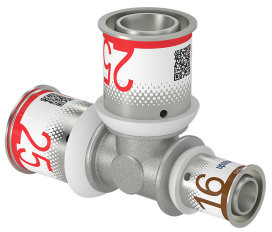 Uponor S-Press Plus réduction Raccord en T 90° - pers x pers x pers - 25mm x 25mm x 16mm - laiton - Kiwa