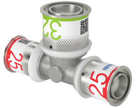 Uponor S-Press Plus réduction Raccord en T 90° - pers x pers x pers - 25mm x 32mm x 25mm - laiton - Kiwa