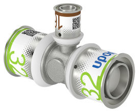 Uponor S-Press Plus réduction Raccord en T 90° - pers x pers x pers - 32mm x 16mm x 32mm - laiton - Kiwa
