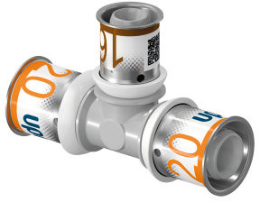 Uponor S-Press Plus réduction Raccord en T 90° - pers x pers x pers - 25mm x 20mm x 25mm - ppsu - Kiwa