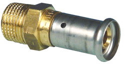 Henco - draad raccord - pers x filetage mâle - 16mm x 3/8" - laiton