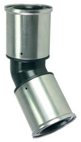 Henco - knie 45° - pers x pers - 40mm x 40mm - pvdf