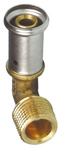 Henco - knie 90� - pers x buitendraad - 16mm x 1/2" - messing afbeelding