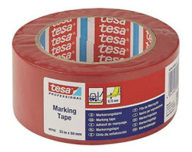 Henco - montagetape voor geïsoleerde leidingen - 50mm - PE - Rood - lengte 33 m