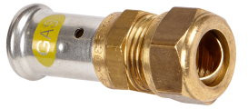 Henco - overgangs raccord - gas - pers x knel - 16mm x 15mm - laiton