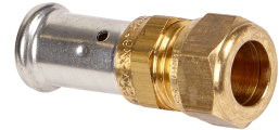 Henco - overgangs raccord - pers x knel - 16mm x 15mm - laiton