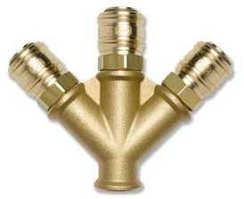 Euroline - 3-weg snelkoppeling - Filetage femelle - 3/8" - laiton