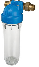Atlas Filtri - filterhuis - transparante klok - type DP 10 DS MO TS - buitendraad x buitendraad - 3/4" x 3/4" - messing afbeelding
