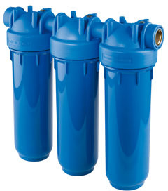 Atlas Filtri - filterhuis - blauwe klok - type DP 10 Trio OT AB - binnendraad x binnendraad - 3/4" x 3/4" - messing
