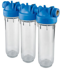 Atlas Filtri - filterhuis - transparante klok - type DP 20 Trio OT TS - binnendraad x binnendraad - 1" x 1" - messing afbeelding