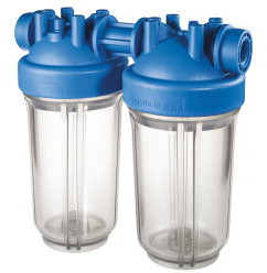 Atlas Filtri - filterhuis - transparante klok - type DP BIG 10 DUO IN TS - binnendraad x binnendraad - 1-1/2" x 1-1/2" - pp afbeelding