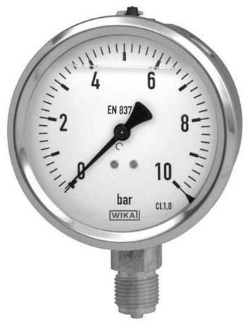 Chemie Manometer Ø63mm Onder Aansluiting 0-2,5 Bar