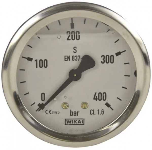 Glycerine Manometer 63mm Achter Aansluiting 0-400 Bar