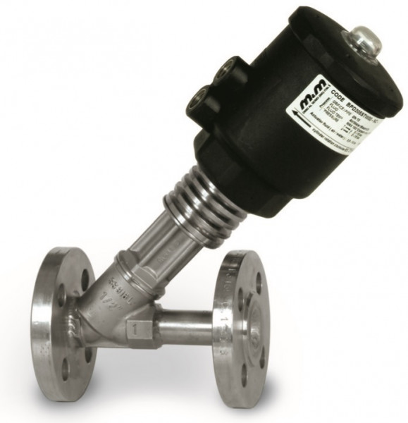 Klepafsluiter pneumatique 2-weg ANSI B16.5 class 150 Assemblage à brides, NF<-> Inox/PTFE DN20 pression 0-16 zuiger ø63