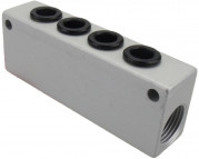 Aluminum distribution block 8-fold G1/4" (8 x M5)