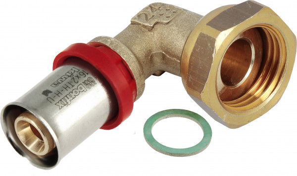 Bonfix Alu-pers fitting 2-delige kniekoppeling - met losse klingerit ring 3/4 x 16 - binnendraad x a