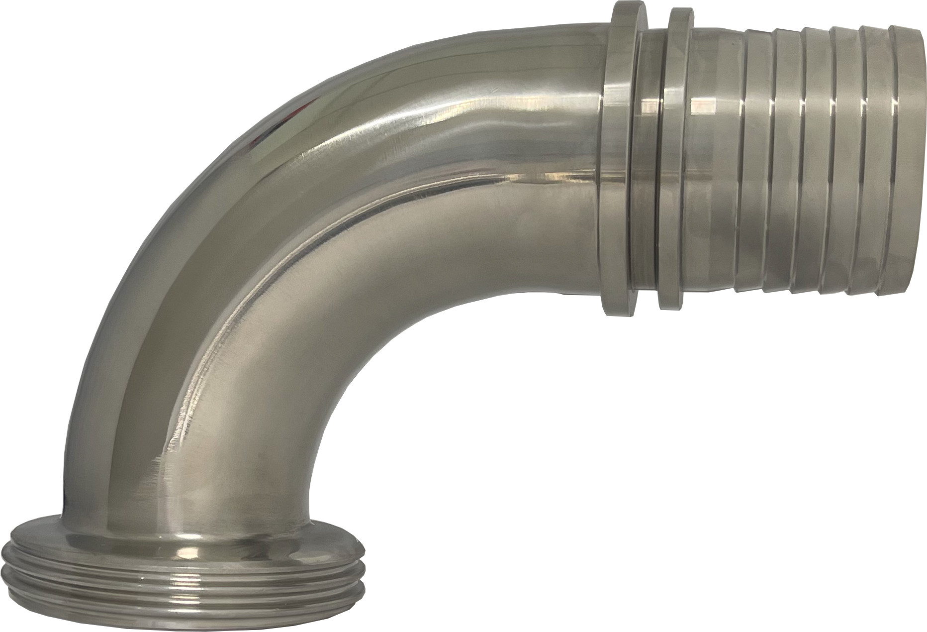 Zuivelkoppeling - DIN 11851 - Koppelbocht 90� - Buitendraad x slangtule - DN50 x 50mm - zonder pakking - RVS 316