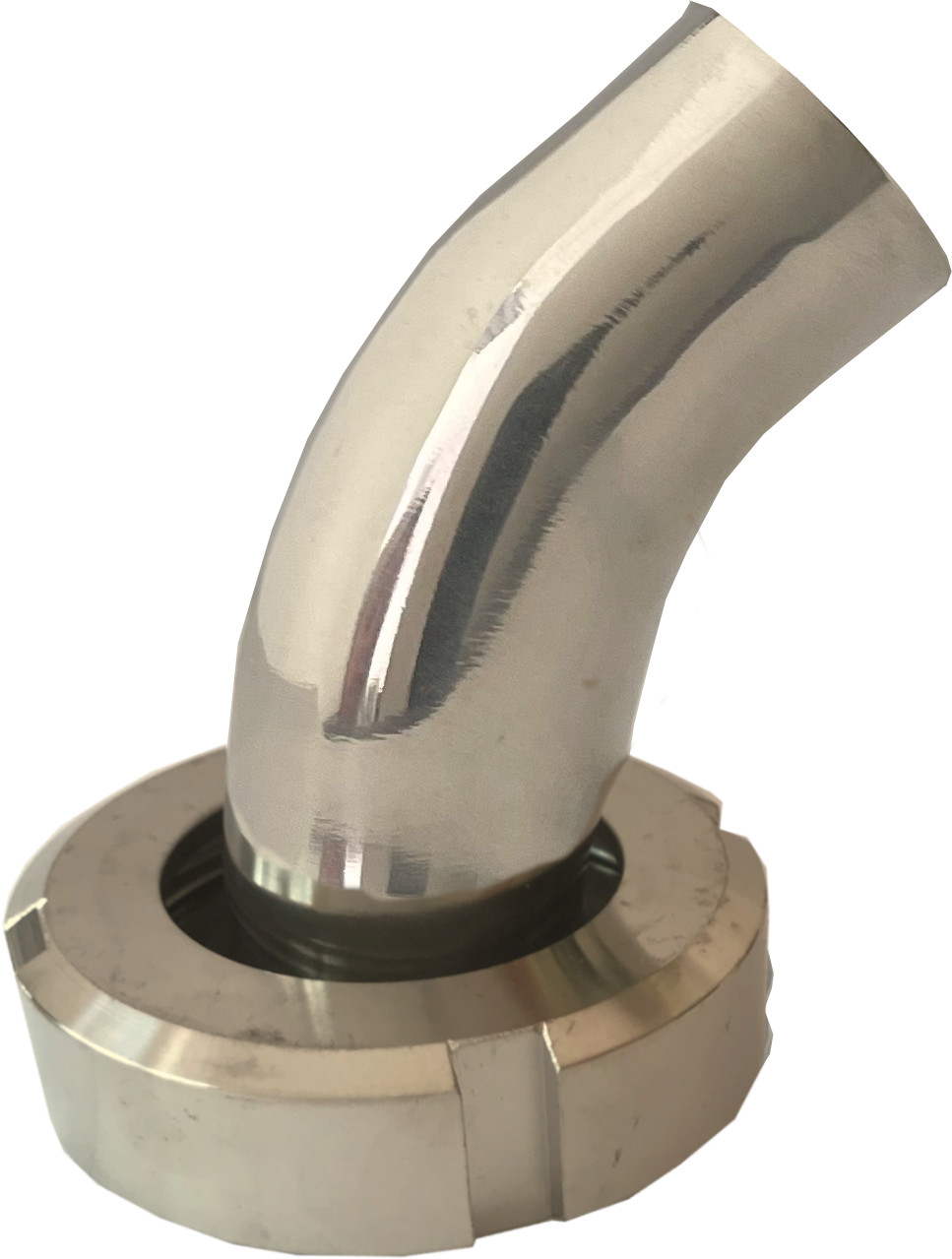 Zuivelkoppeling - DIN 11851 - Koppelbocht 45� - Binnendraad x laseinde - DN65 x 70mm - inclusief wartel - RVS 316