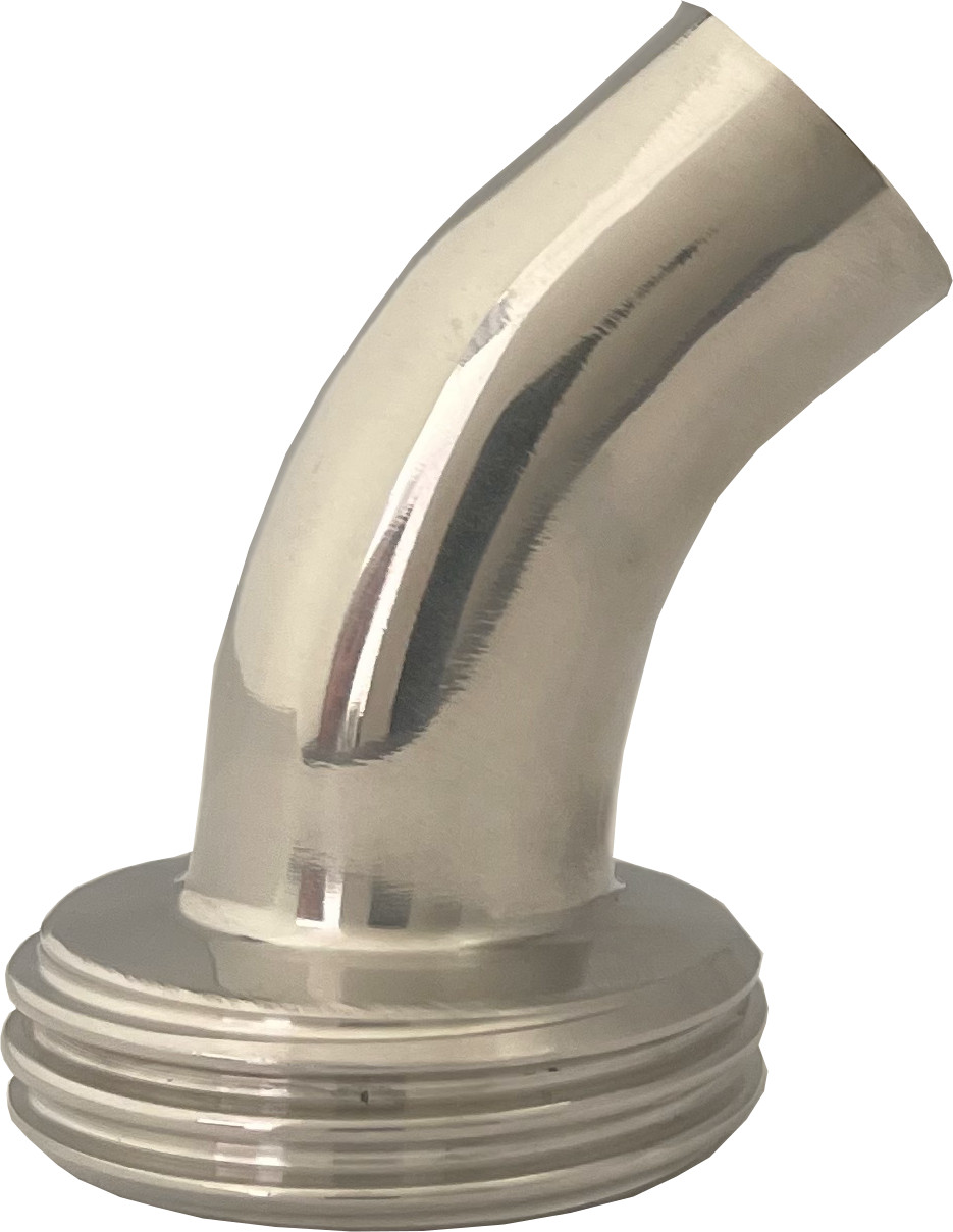 Zuivelkoppeling - DIN 11851 - Koppelbocht 45� - Buitendraad x laseinde - DN32 x 35mm - Zonder pakking - RVS 316