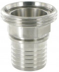 Raccord laitier - DIN 11851 - Coudé 90° - Pièce filetée x douille cannelée - DN20 x 19mm - sans joint - Inox 316