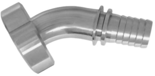 Melkkoppeling - Zuivelkoppeling - DIN 11851 - Koppelbocht 45� - Puntstuk/Wartel x slangtule - DN80 x 75mm - RVS 316 afbeelding