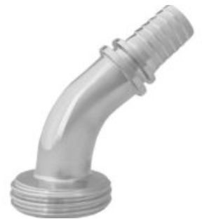 Melkkoppeling - Zuivelkoppeling - DIN 11851 - Koppelbocht 45� - Draadstuk x slangtule - DN50 x 50mm - RVS 316 afbeelding