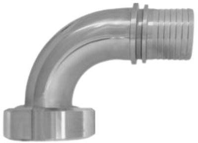 Melkkoppeling - Zuivelkoppeling - DIN 11851 - Koppelbocht 90� - Puntstuk/Wartel x slangtule - DN65 x 63mm - RVS 316 afbeelding