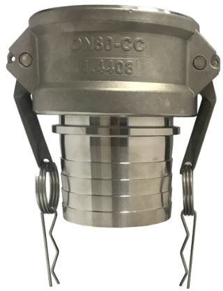 Raccord Camlock type CS - femelle avec douille spéciale - inox 316 - 2-1/2" - DN63 - CS250 - douille annelée