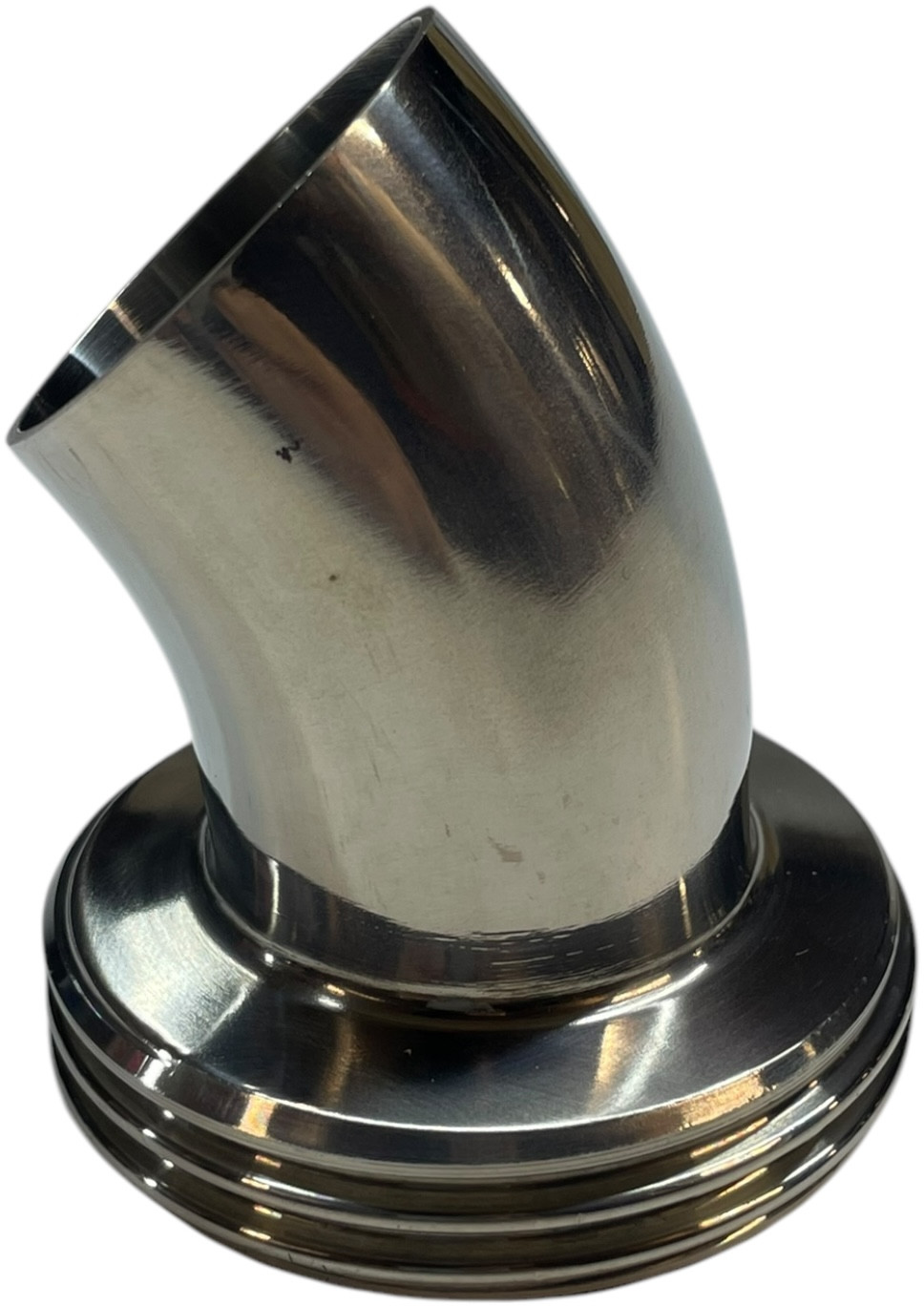 Melkkoppeling - Zuivelkoppeling - DIN 11851 - Koppelbocht 45� - Draadstuk x laseinde - DN65 x 70mm - RVS 316 afbeelding