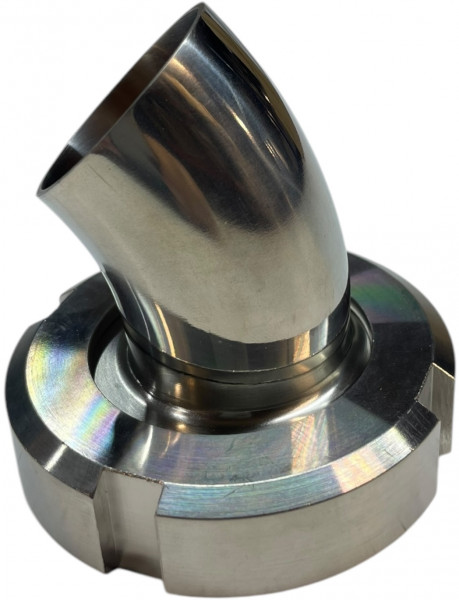 Raccord laitier - Raccord laitier - DIN 11851 - Koppelbocht 45° - Embout pointu/Raccord union x laseinde - DN32 x 35mm - Inox 316