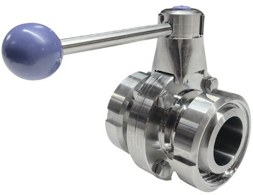 Melkkoppeling - Zuivelkoppeling - DIN 11851 - Vlinderklep - Puntstuk x Puntstuk - DN32 - RVS 316 - Afdichting Viton afbeelding