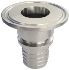 Tri Clamp Fitting - DIN 32676 - Hose Tail 45º Bended 50,4mm - flange size 64mm - with Collar - Stainless Steel 316 - DIN