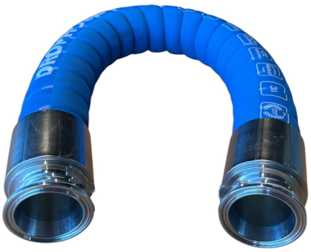 Zuivelslang/Voedselslang Zeer Flexibel & Gegolfd - Compleet met TriClamp Koppelingen - DN50 (Fl. 64mm) - 3 meter afbeelding