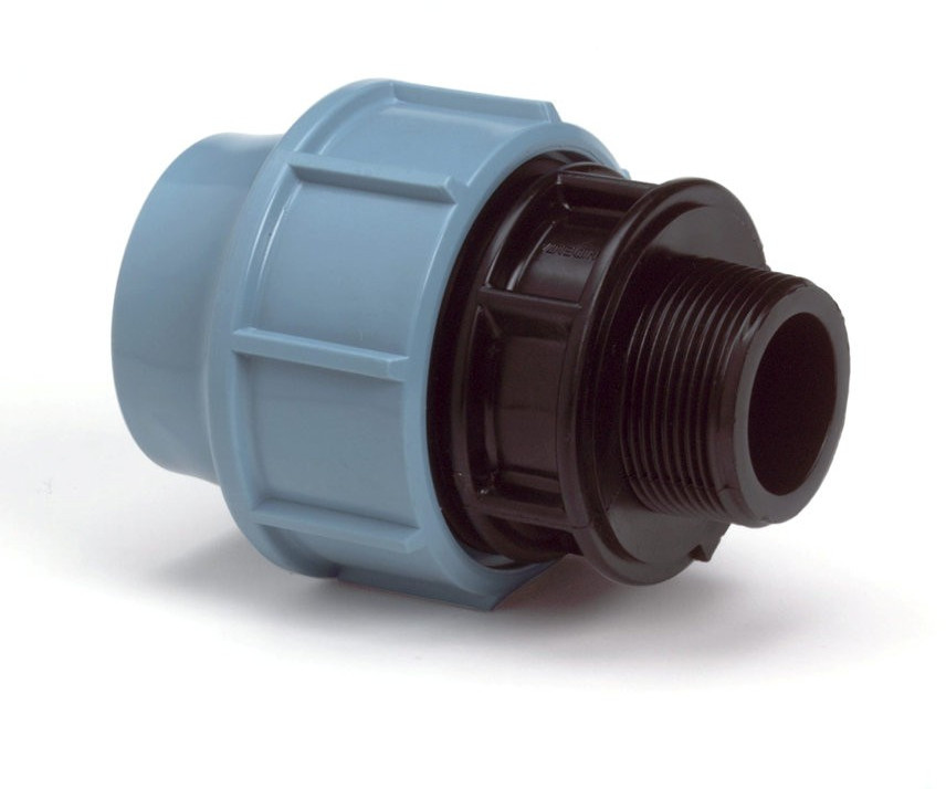 Puntstuk voor PE/tyleen - 63 mm x 2 buitendraad - 16 bar afbeelding