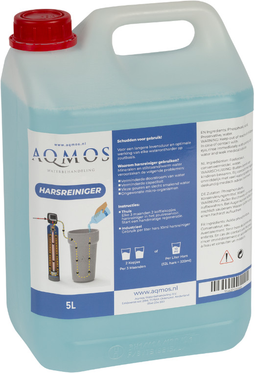 AQMOS Harsreiniger voor Waterontharders - Universele Cleaner 5 Liter, Behoudt Onthardingscapaciteit, Verwijdert Micro-organismen en Geuren afbeelding