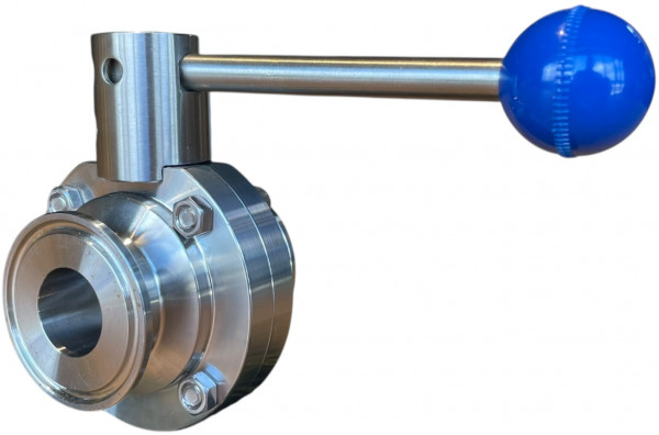 Tri-clamp raccord - DIN 32676 - Vanne papillon - Clamp x Clamp - 1-1/2" - Inox 304 - Étanchéité Silicone - Inch