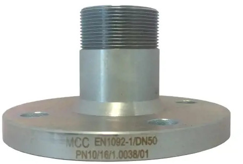 1 1/2" - Flens met 2" buitendraad - RVS