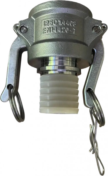 Raccord Camlock type C - femelle avec douille annelée - inox 316 - 1-1/4" - DN32 - C125 - revêtu PFA blanc
