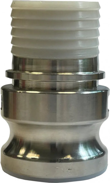 Camlock Adapter type E SS - 1 1/2", PFA gecoat - Wit