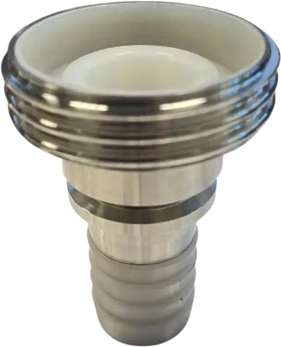 Raccord laitier - DIN 11851 pièce filetée avec douille cannelée - PFA - Inox 316 - Blanc - DN25