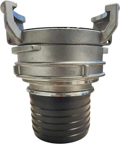 Raccord pompier Guillemin x douille annelée - avec verrou - revêtement PFA noir - DN100 - Inox 316