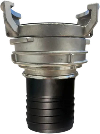 Raccord pompier Guillemin - embout hélicoïdal pour tuyau composite - avec verrou - revêtement PFA noir - DN80 - Inox 316