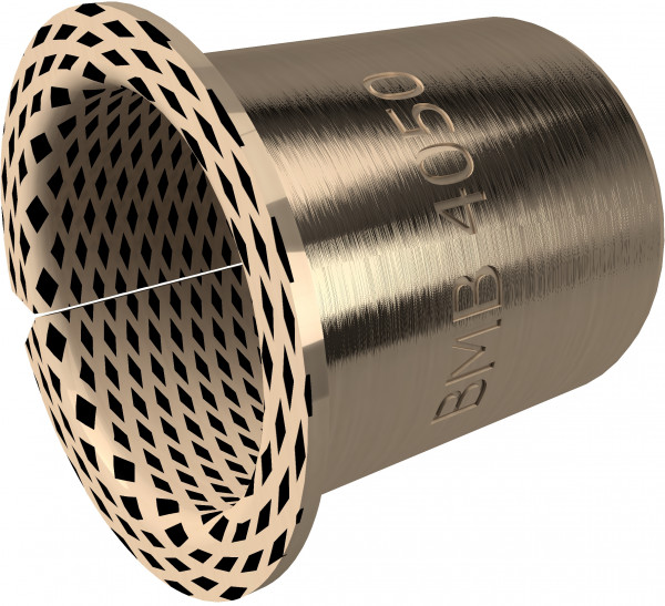 Bague cylindrique avec Bride - Bague de palier - Palier lisse - BRO-LUB - Bronze - 15/17/231x9 mm