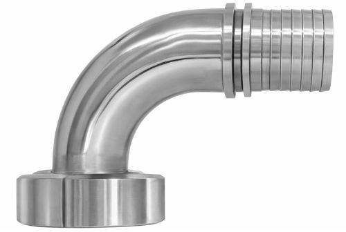 Raccord laitier - Raccord laitier - DIN 11851 - Koppelbocht 90° - Embout pointu/Raccord union x embout de tuyau - DN50 x 50mm - Inox 316